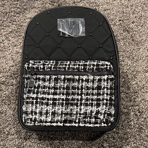 Badgley Mischka Black and White Quilted Backpack